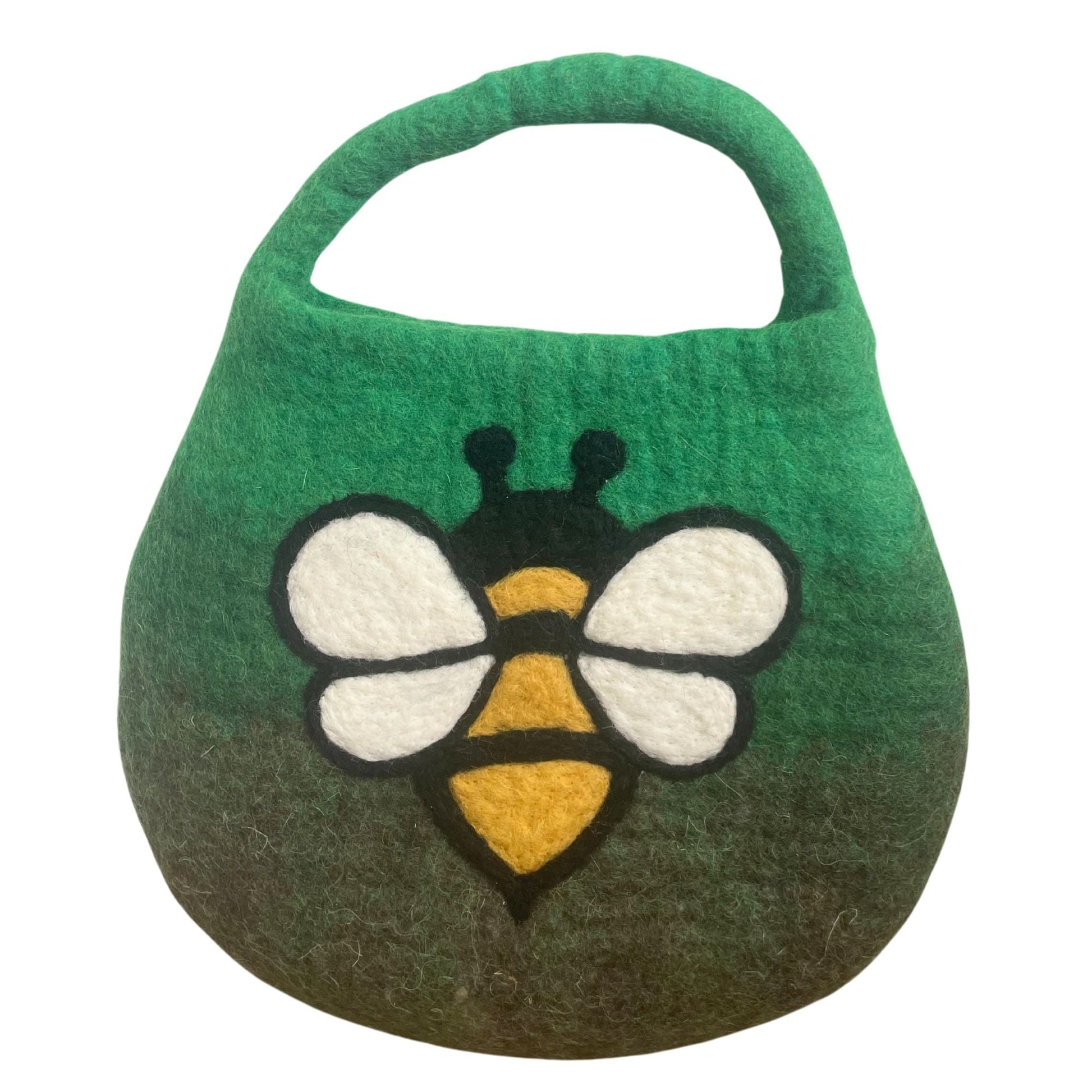 Polished Water Felted Bee Bag One Handle With Magnet Garden Greens featuring natural patterning and unique variations - Positive Faith Hope Love