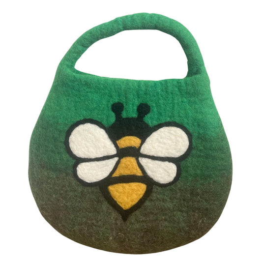 Polished Water Felted Bee Bag One Handle With Magnet Garden Greens featuring natural patterning and unique variations - Positive Faith Hope Love