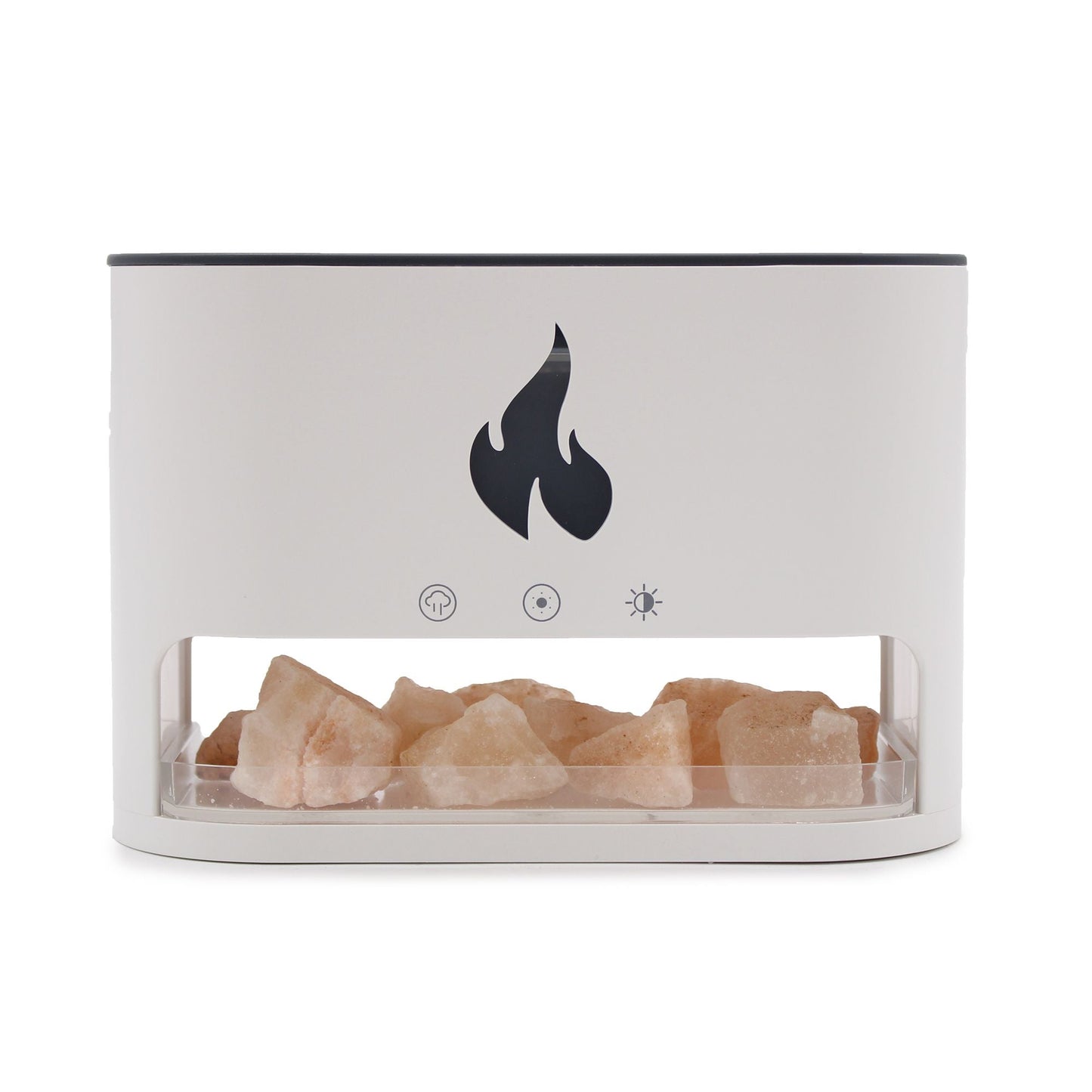 Polished White Blaze Aroma Diffuser Himalayan Salt Chamber Usb C Flame Effect Salt Included featuring natural patterning and unique variations - Positive Faith Hope Love