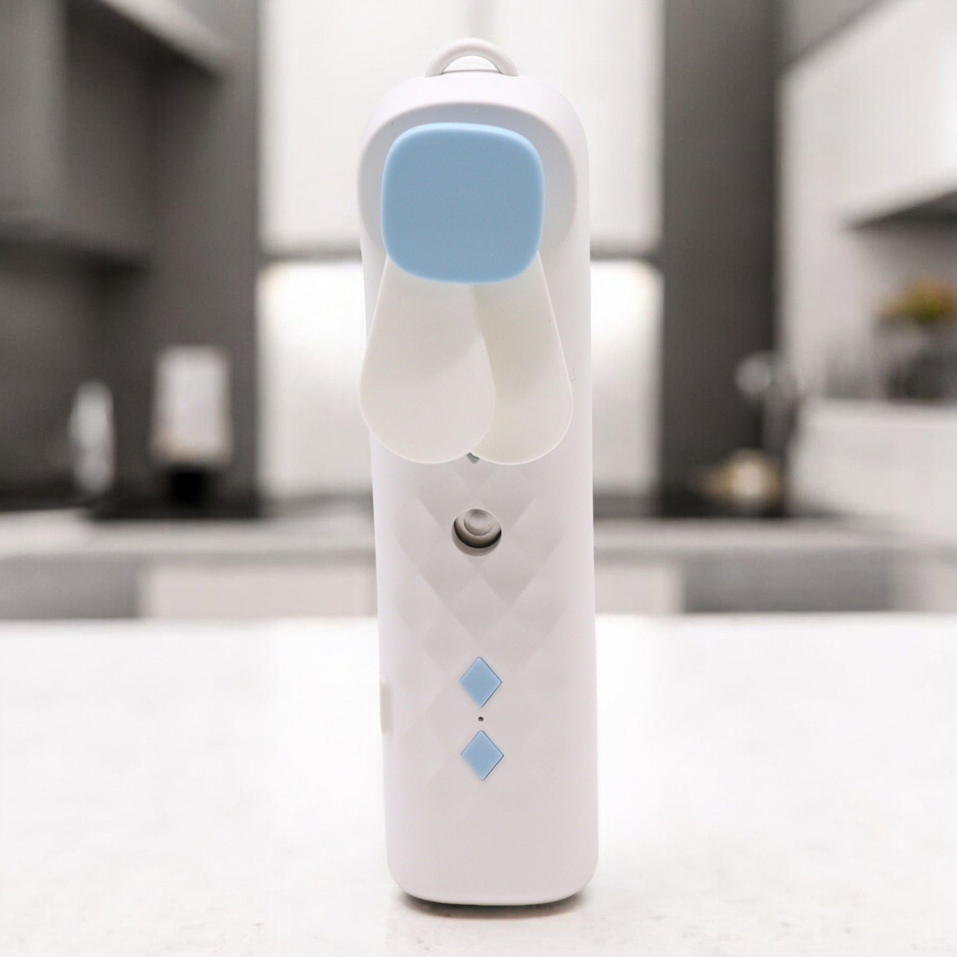 Polished White Nano Mist Face Fan & Spray - USB chargable featuring natural patterning and unique variations - Positive Faith Hope Love