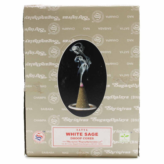 Polished White Sage Dhoop Cones 1 featuring natural patterning and unique variations - Positive Faith Hope Love