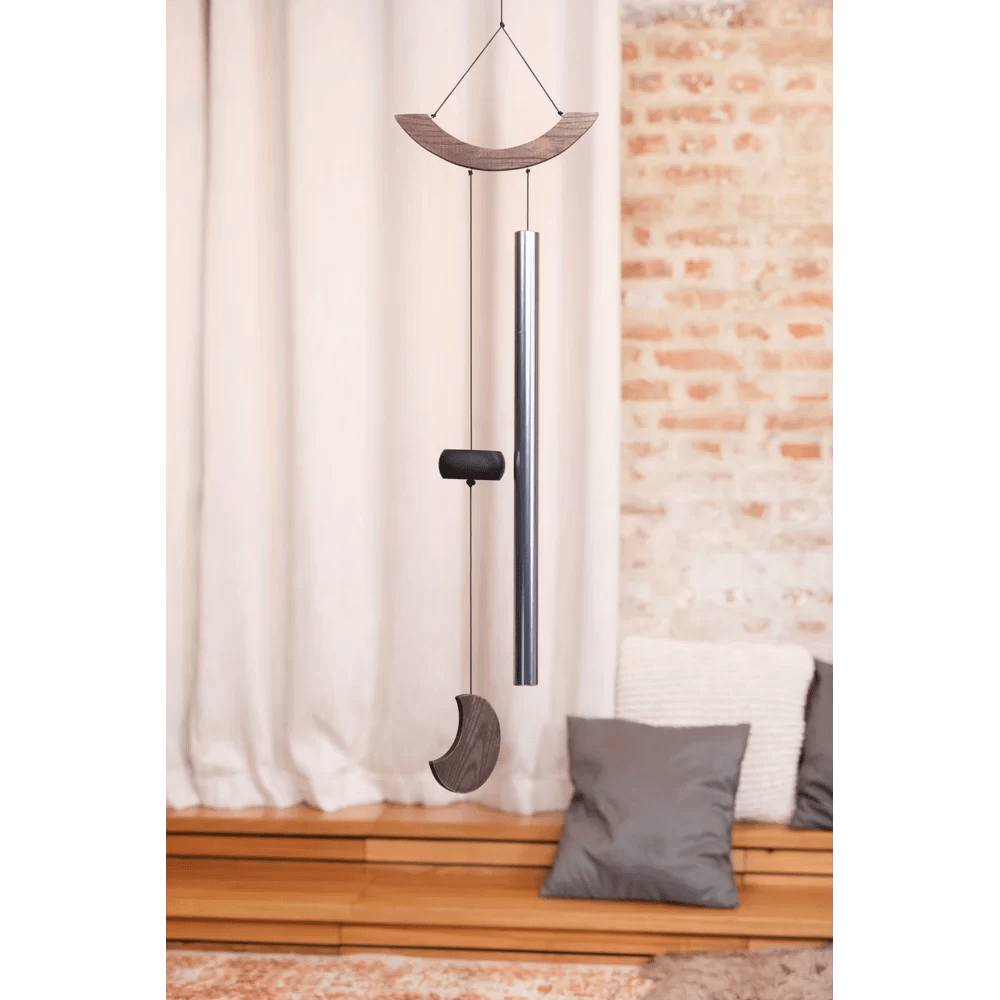 Wind Chimes Moon Meditation Chime 49" / 125 cm, 432 Hz, Curved Suspension, Silver - MMC49S - Positive Faith Hope Love