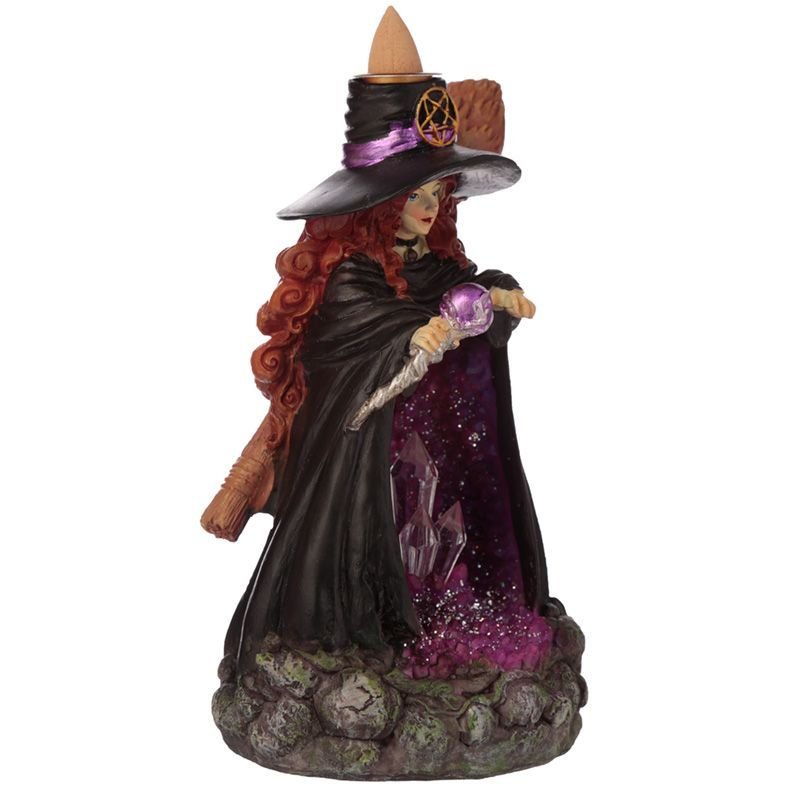 Polished Witches Crystal Cave Led Backflow Incense Burner featuring natural patterning and unique variations - Positive Faith Hope Love
