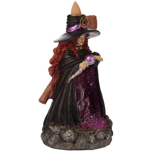 Polished Witches Crystal Cave Led Backflow Incense Burner featuring natural patterning and unique variations - Positive Faith Hope Love
