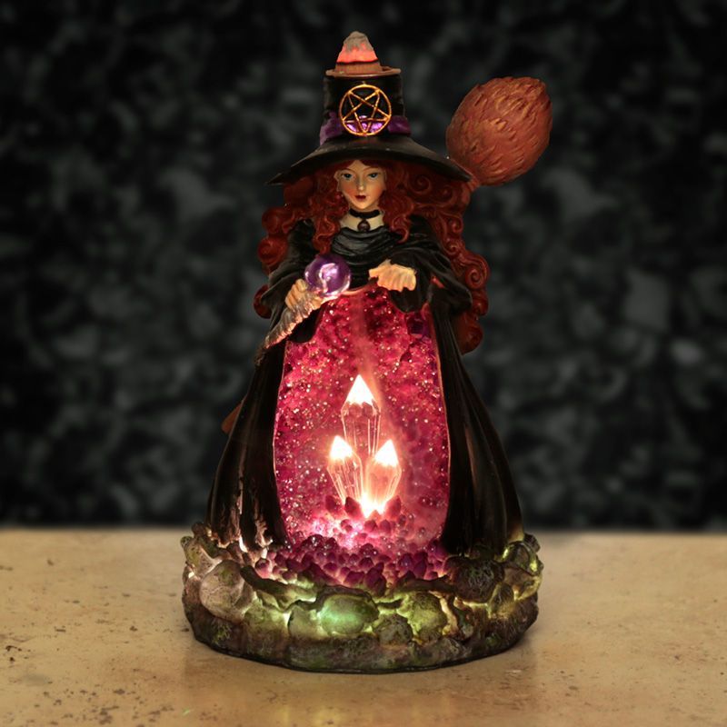 Polished Witches Crystal Cave Led Backflow Incense Burner featuring natural patterning and unique variations - Positive Faith Hope Love