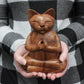 Polished Wooden Carved Incense Burners Lrg Yoga Cat featuring natural patterning and unique variations - Positive Faith Hope Love