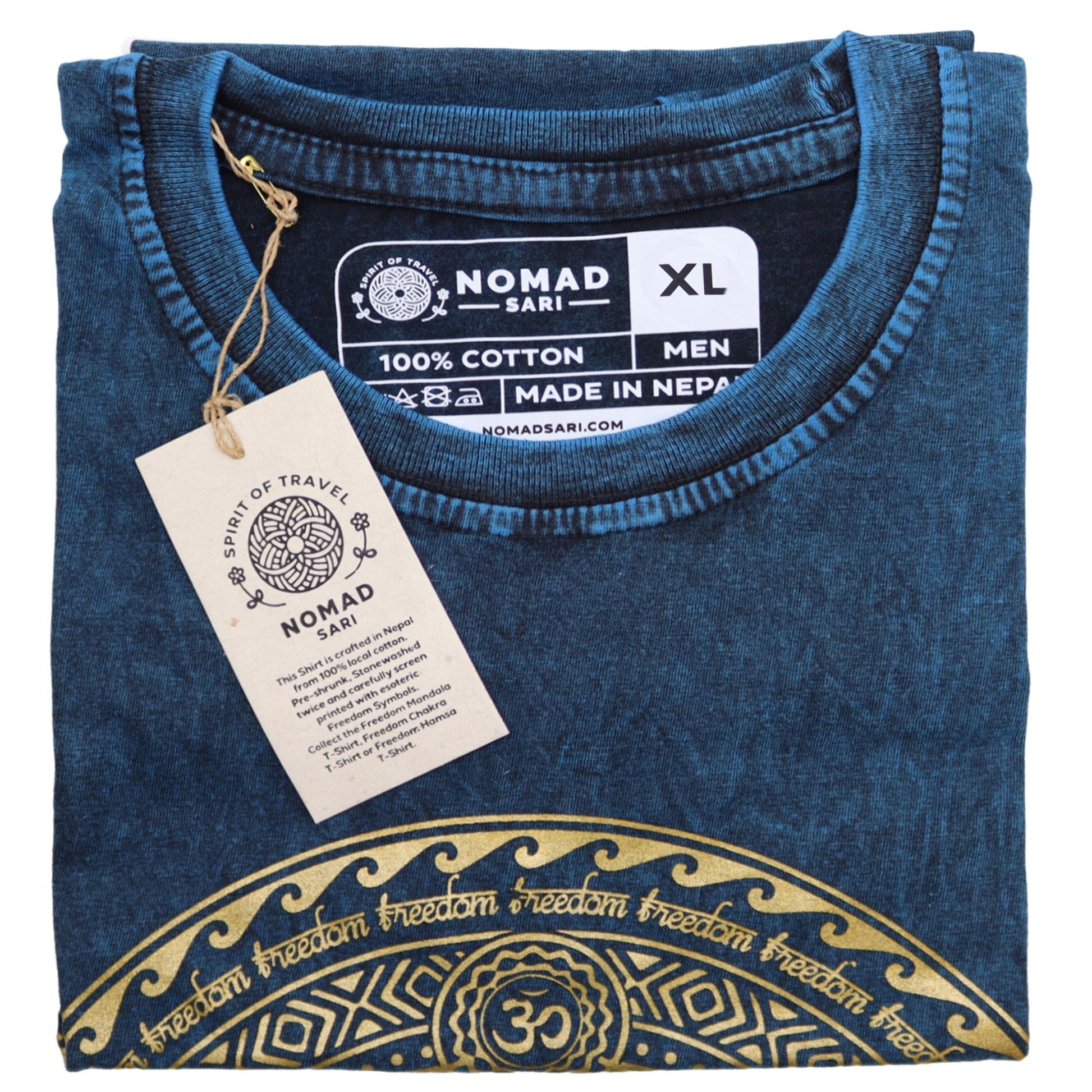 Polished XLarge Stone Washed T-Shirt - Chakra - Blue featuring natural patterning and unique variations - Positive Faith Hope Love