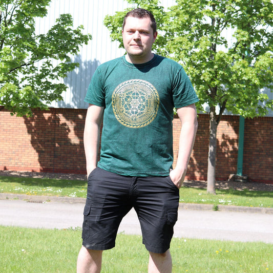 Polished XLarge Stone Washed T-Shirt - Chakra - Green featuring natural patterning and unique variations - Positive Faith Hope Love