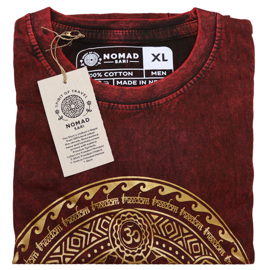 Polished XLarge Stone Washed T-Shirt - Chakra - Maroon featuring natural patterning and unique variations - Positive Faith Hope Love