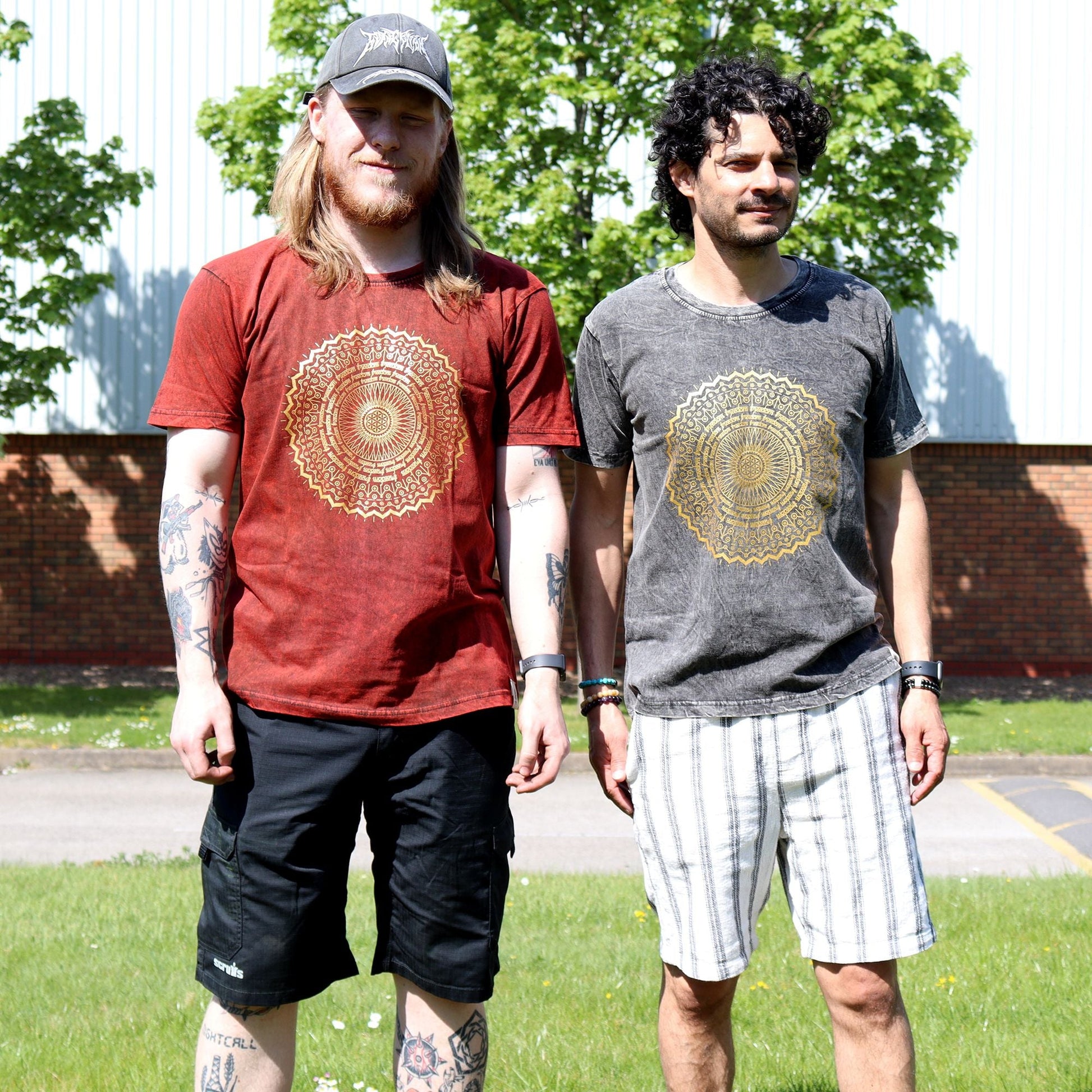 Polished Xlarge Stone Washed T Shirt Mandala Maroon featuring natural patterning and unique variations - Positive Faith Hope Love