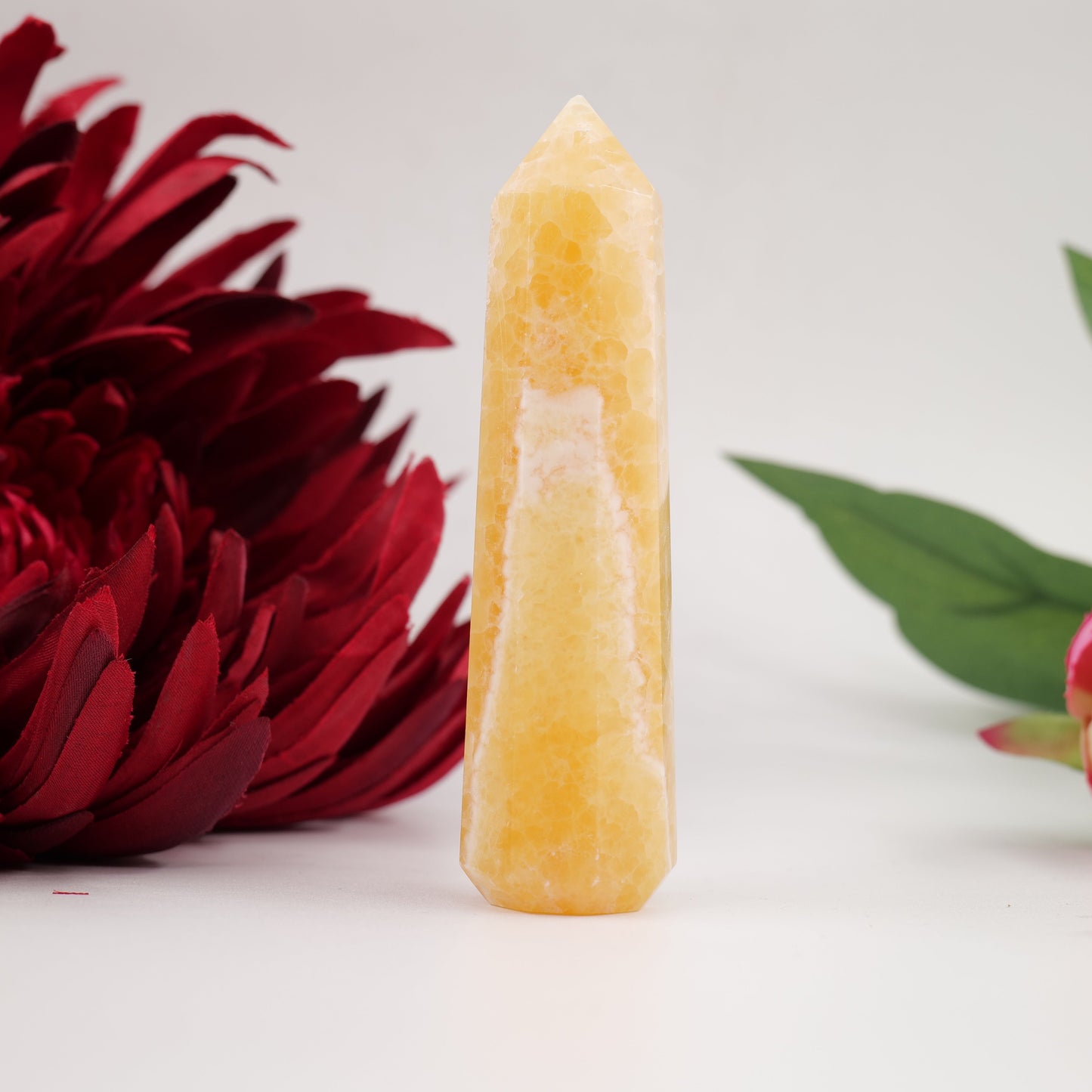 Polished Yellow Banded Mexican Agte Tower 95Mm 85G featuring natural patterning and unique variations - Positive Faith Hope Love