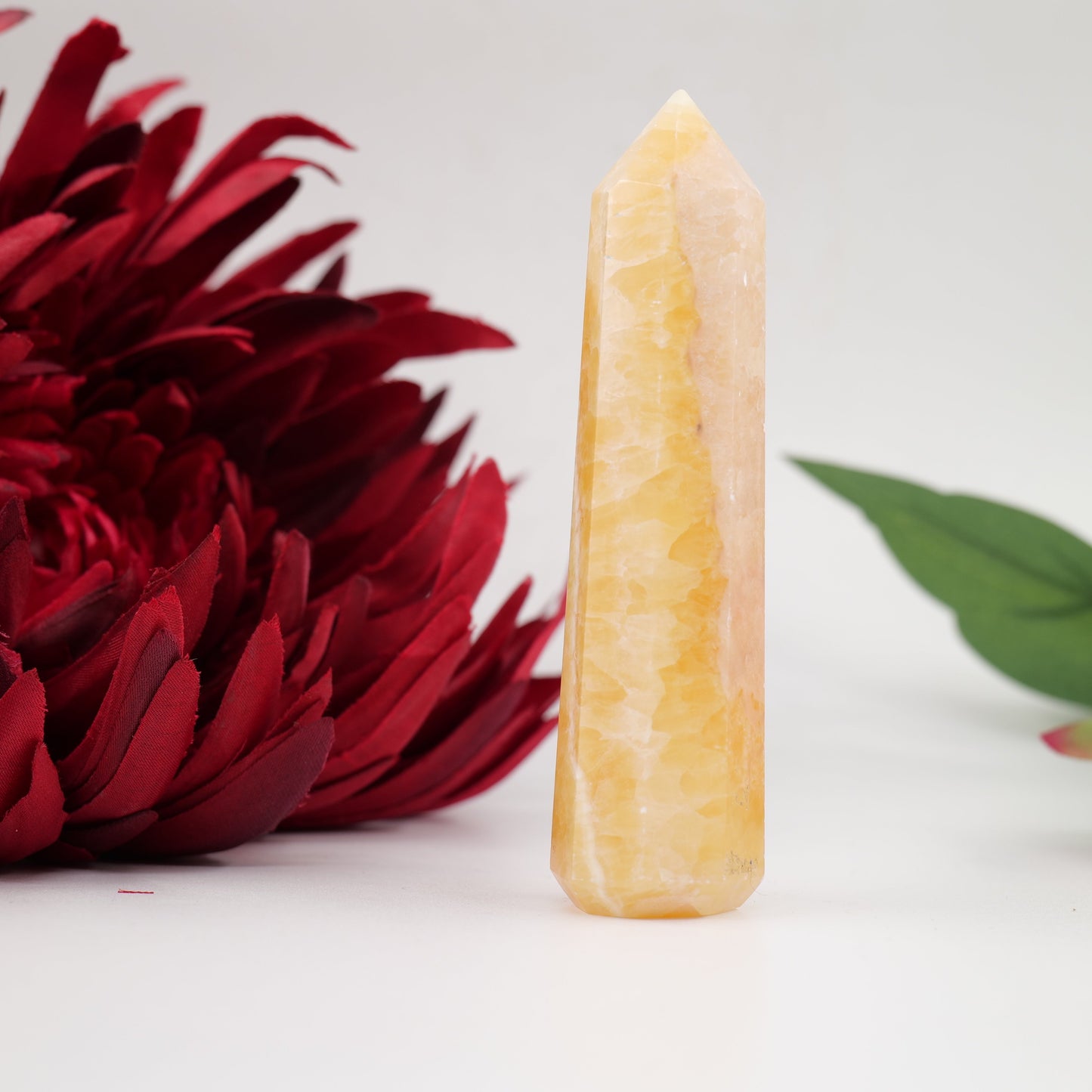 Polished Yellow Banded Mexican Agte Tower 95Mm 85G featuring natural patterning and unique variations - Positive Faith Hope Love