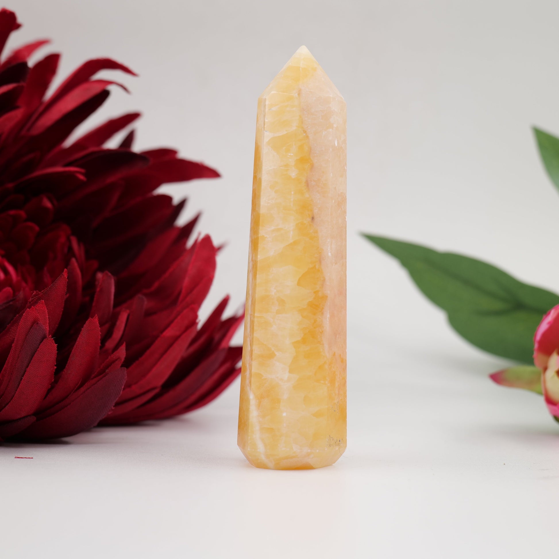 Polished Yellow Banded Mexican Agte Tower 95Mm 85G featuring natural patterning and unique variations - Positive Faith Hope Love