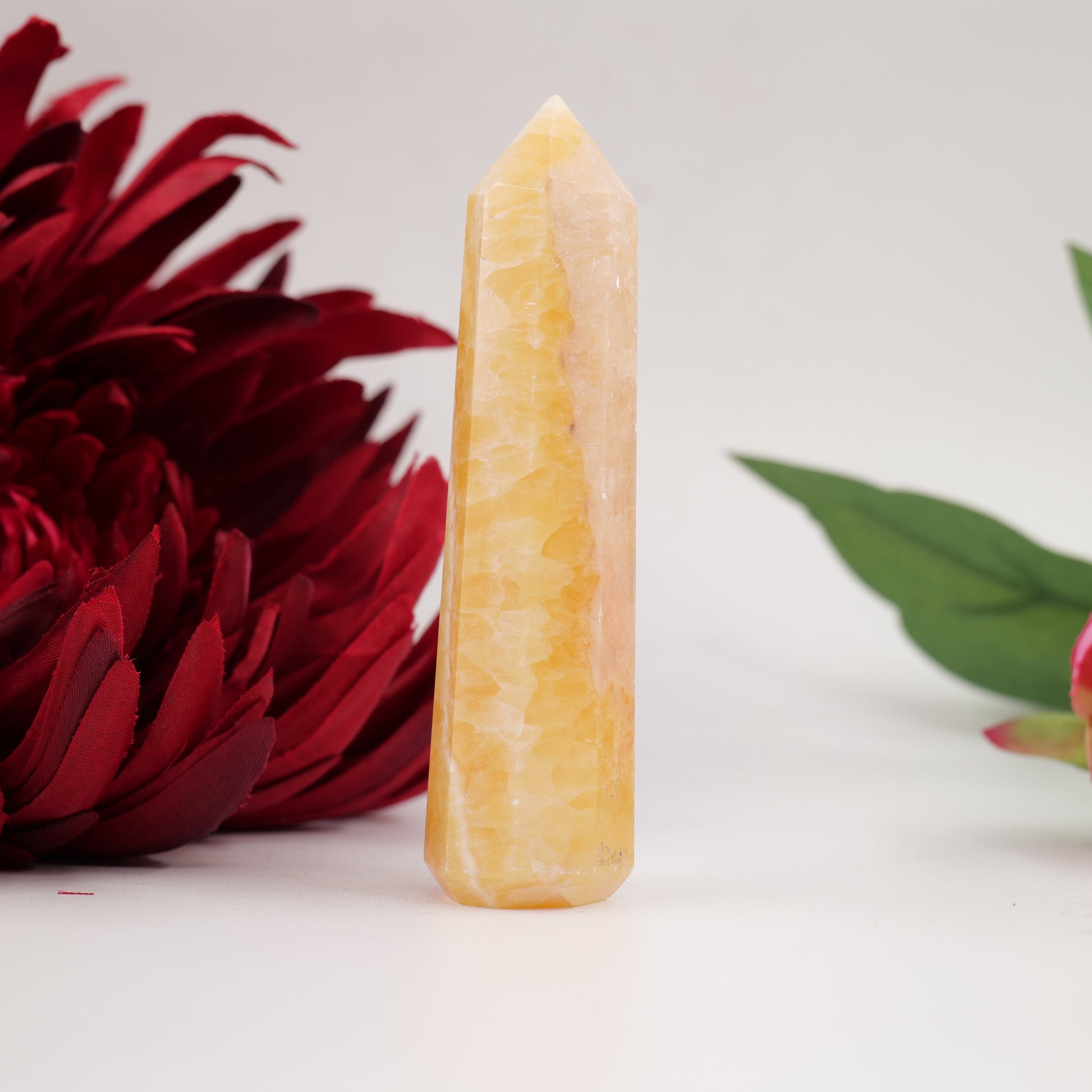 Polished Yellow Banded Mexican Agte Tower 95Mm 85G featuring natural patterning and unique variations - Positive Faith Hope Love