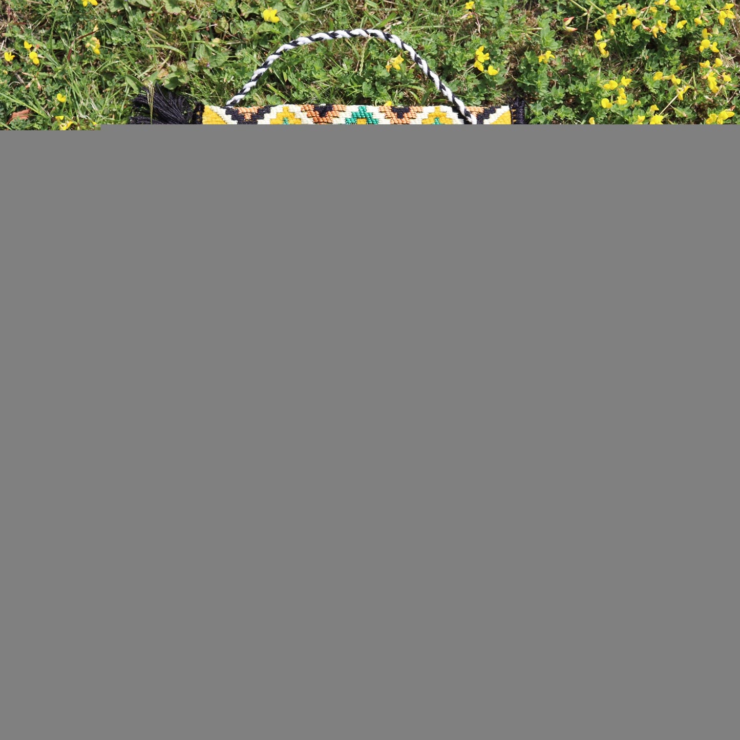 Polished Yellow Kilim Messenger Festival Bag featuring natural patterning and unique variations - Positive Faith Hope Love