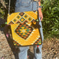 Polished Yellow Kilim Messenger Festival Bag featuring natural patterning and unique variations - Positive Faith Hope Love