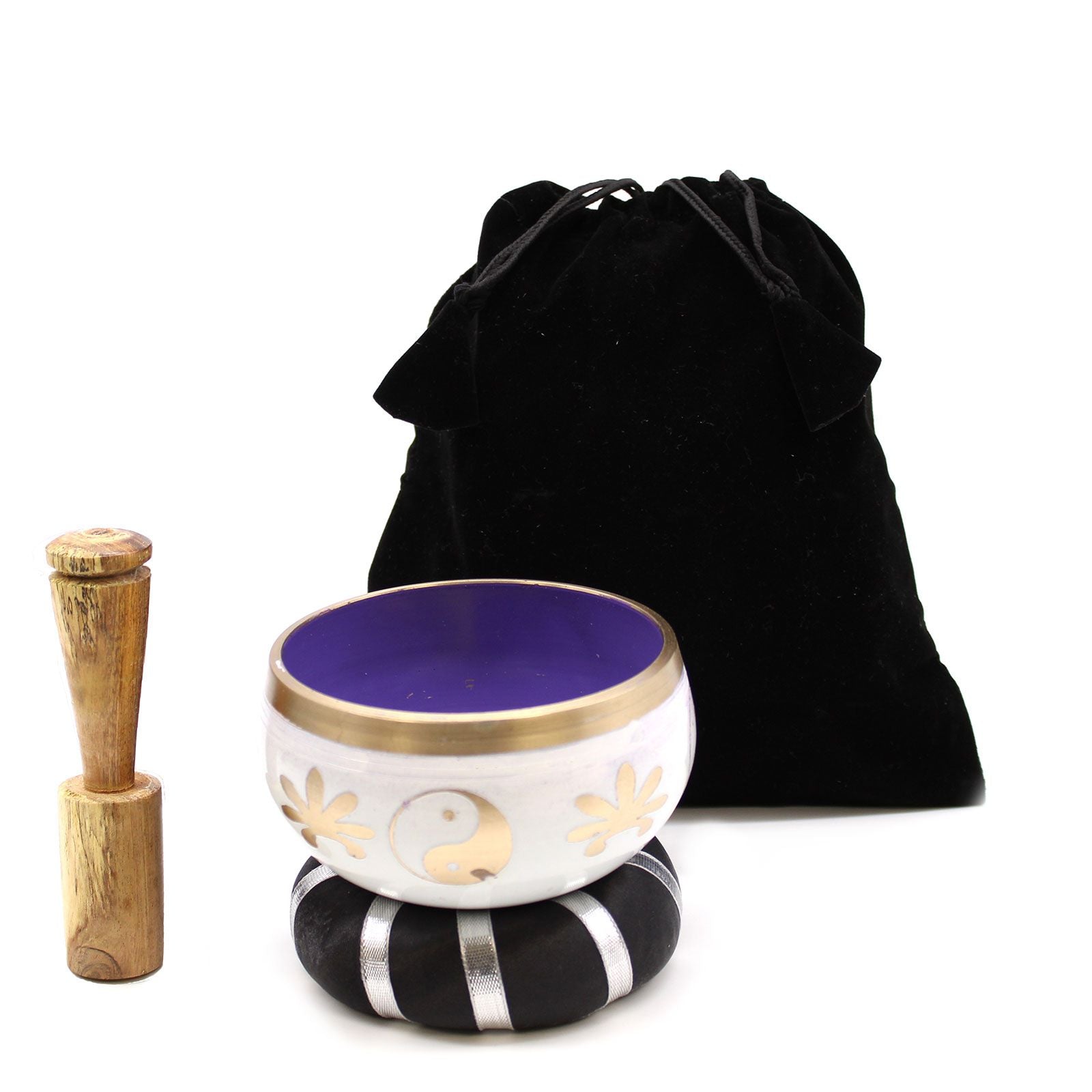 Polished Yin Yang Singing Bowl Set Whitepurple 107Cm featuring natural patterning and unique variations - Positive Faith Hope Love