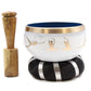 Polished Yoga Moves Singing Bowl Set Whiteblue 107Cm featuring natural patterning and unique variations - Positive Faith Hope Love